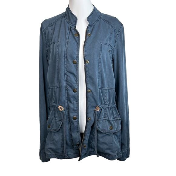Hinge Utility Jacket Womens Size M Navy Wash Slate Blue Military Lightweight - Picture 4 of 10